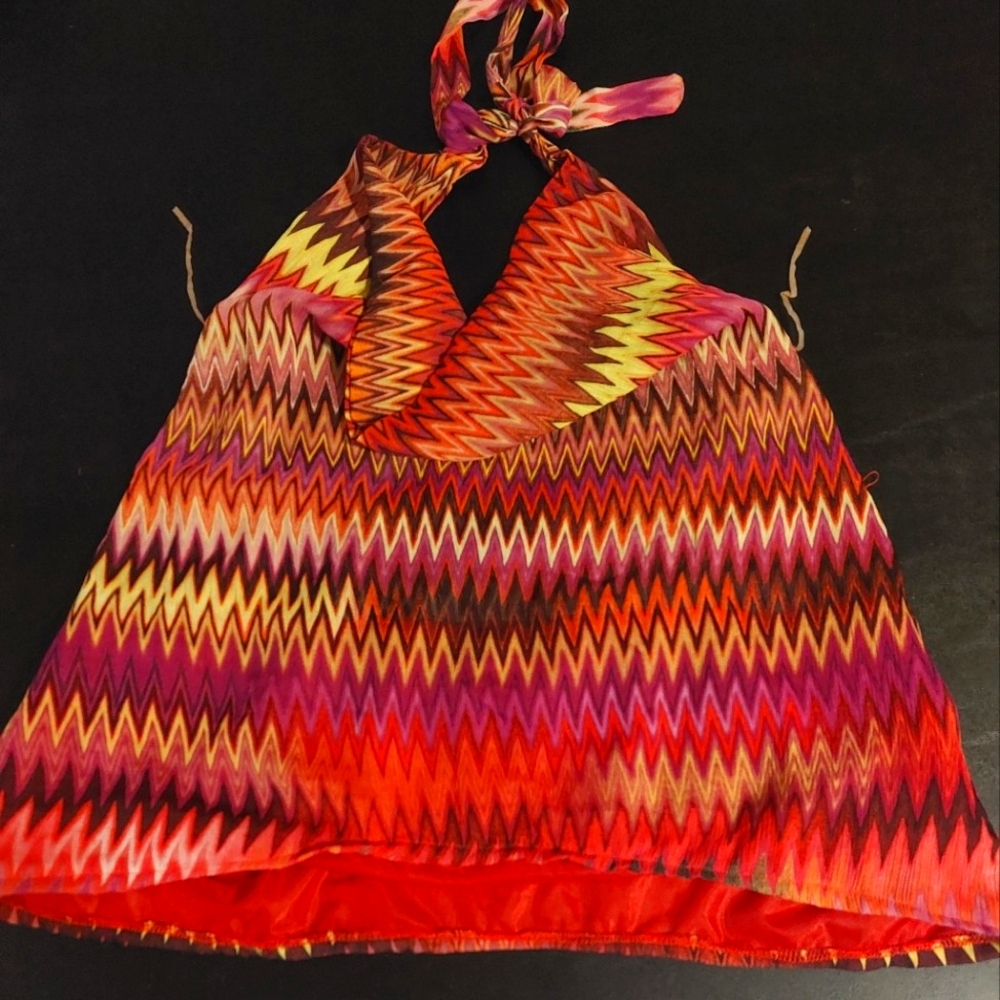 Bright & Bold ZigZag Sz S Halter Top